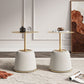 Manhattan Comfort Anderson Cream 2-Piece Upholstered 1.0 End Tables With Gold Tabletop
