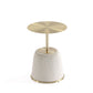 Manhattan Comfort Anderson Cream 2-Piece Upholstered 1.0 End Tables With Gold Tabletop