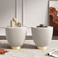 Manhattan Comfort Anderson Cream 2-Piece Upholstered 2.0 End Table With Ceramic Faux Marble Tabletop