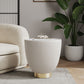 Manhattan Comfort Anderson Cream 2-Piece Upholstered 2.0 End Table With Ceramic Faux Marble Tabletop