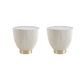 Manhattan Comfort Anderson Cream 2-Piece Upholstered 2.0 End Table With Ceramic Faux Marble Tabletop