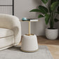 Manhattan Comfort Anderson Cream Upholstered 1.0 End Table With Gold Tabletop