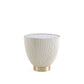 Manhattan Comfort Anderson Cream Upholstered 2.0 End Table With Ceramic Faux Marble Tabletop