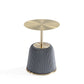 Manhattan Comfort Anderson Gray 2-Piece Upholstered 1.0 End Tables With Gold Tabletop