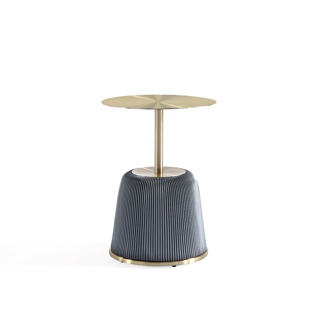 Manhattan Comfort Anderson Gray 2-Piece Upholstered 1.0 End Tables With Gold Tabletop