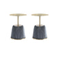 Manhattan Comfort Anderson Gray 2-Piece Upholstered 1.0 End Tables With Gold Tabletop