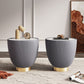 Manhattan Comfort Anderson Gray 2-Piece Upholstered 2.0 End Tables With Ceramic Faux Marble Tabletop