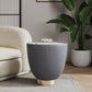 Manhattan Comfort Anderson Gray 2-Piece Upholstered 2.0 End Tables With Ceramic Faux Marble Tabletop