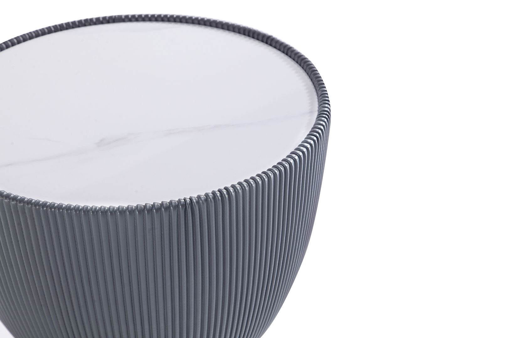 Manhattan Comfort Anderson Gray Upholstered 2.0 End Table With Ceramic Faux Marble Tabletop