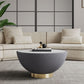 Manhattan Comfort Anderson Gray Upholstered Coffee Table With Ceramic Faux Marble Tabletop