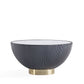 Manhattan Comfort Anderson Gray Upholstered Coffee Table With Ceramic Faux Marble Tabletop