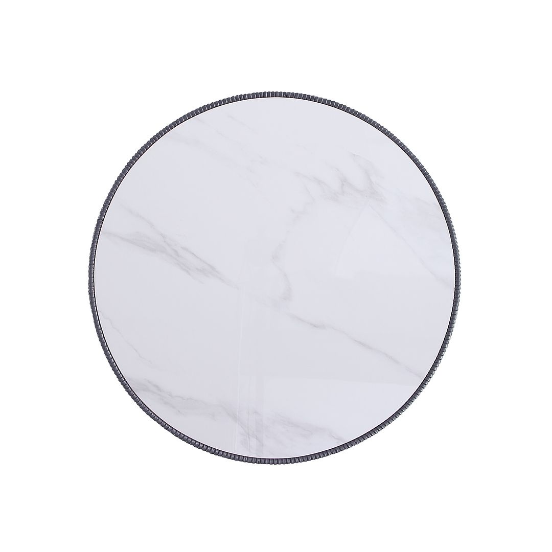 Manhattan Comfort Anderson Gray Upholstered Coffee Table With Ceramic Faux Marble Tabletop