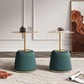 Manhattan Comfort Anderson Green 2-Piece Upholstered 1.0 End Tables With Gold Tabletop