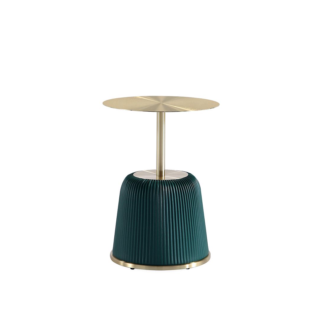 Manhattan Comfort Anderson Green 2-Piece Upholstered 1.0 End Tables With Gold Tabletop