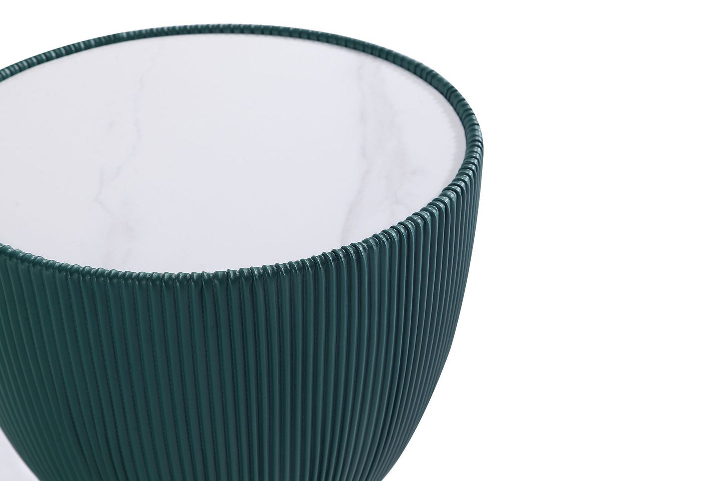 Manhattan Comfort Anderson Green 2-Piece Upholstered 2.0 End Table With Ceramic Faux Marble Tabletop