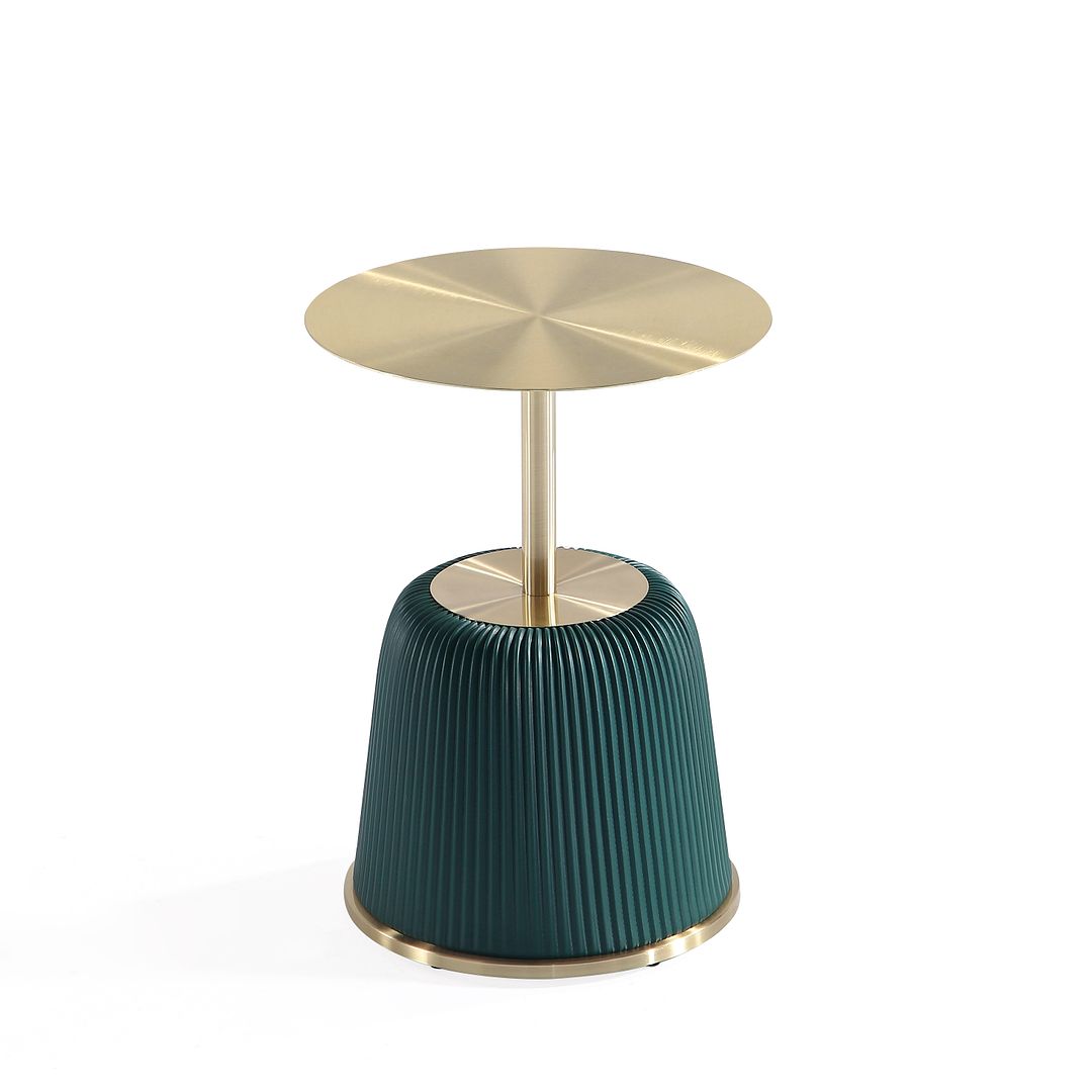 Manhattan Comfort Anderson Green Upholstered 1.0 End Table With Gold Tabletop