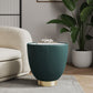Manhattan Comfort Anderson Green Upholstered 2.0 End Table With Ceramic Faux Marble Tabletop