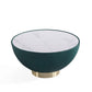 Manhattan Comfort Anderson Green Upholstered Coffee Table With Ceramic Faux Marble Tabletop