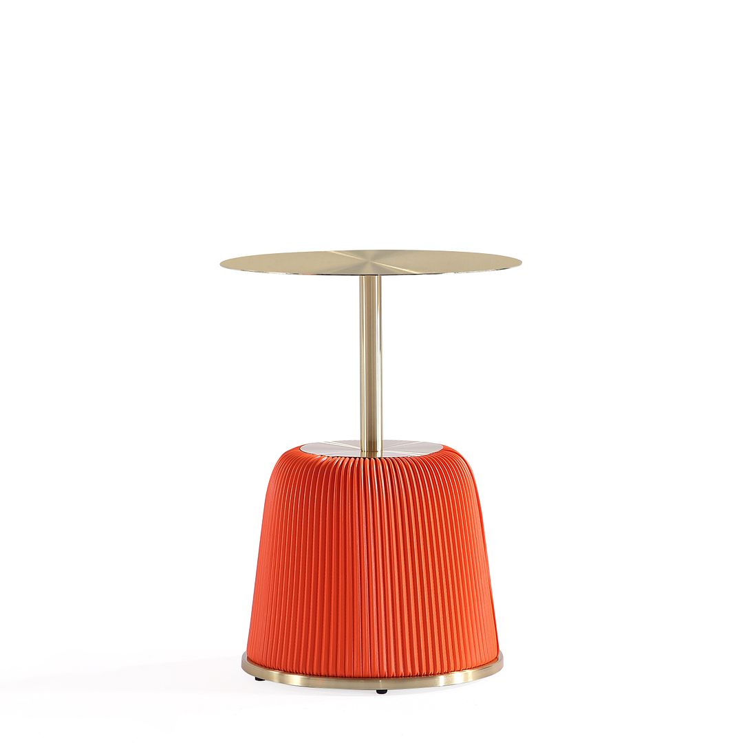 Manhattan Comfort Anderson Orange 2-Piece Upholstered 1.0 End Table With Gold Tabletop