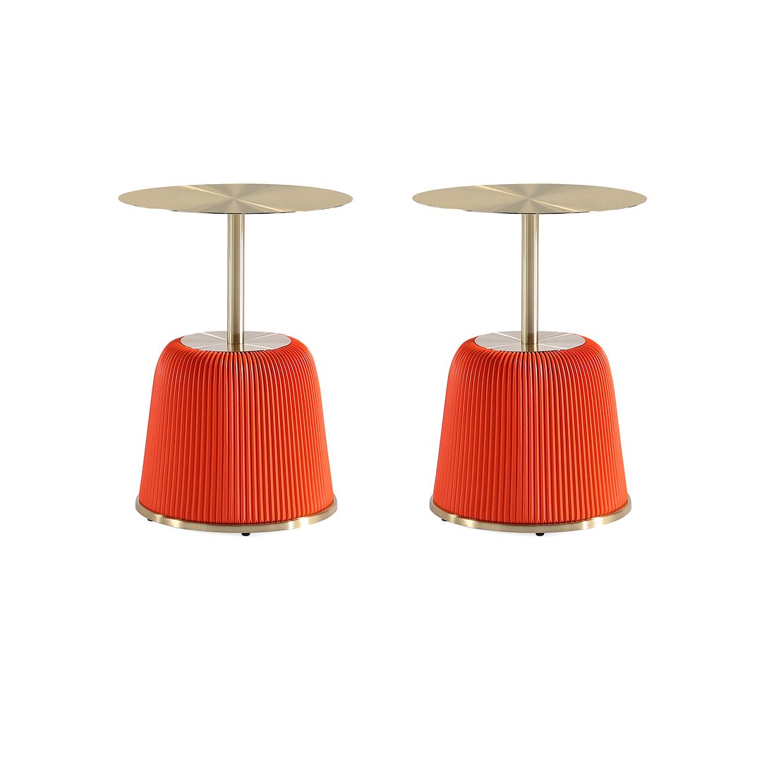 Manhattan Comfort Anderson Orange 2-Piece Upholstered 1.0 End Table With Gold Tabletop
