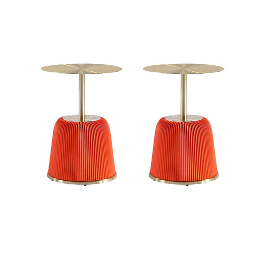 Manhattan Comfort Anderson Orange 2-Piece Upholstered 1.0 End Table With Gold Tabletop
