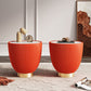Manhattan Comfort Anderson Orange 2-Piece Upholstered 2.0 End Table With Ceramic Faux Marble Tabletop