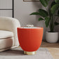 Manhattan Comfort Anderson Orange 2-Piece Upholstered 2.0 End Table With Ceramic Faux Marble Tabletop