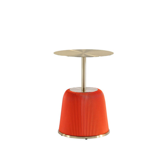 Manhattan Comfort Anderson Orange Upholstered 1.0 End Table With Gold Tabletop
