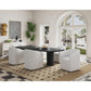 Manhattan Comfort Anna Modern Round Faux Leather Dining Armchair In Cream