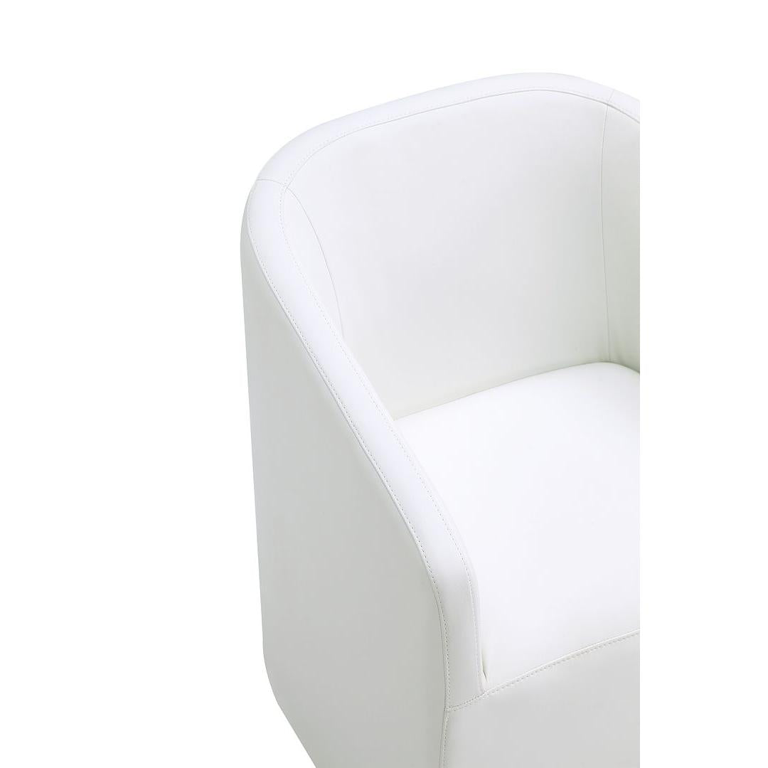 Manhattan Comfort Anna Modern Round Faux Leather Dining Armchair In Cream