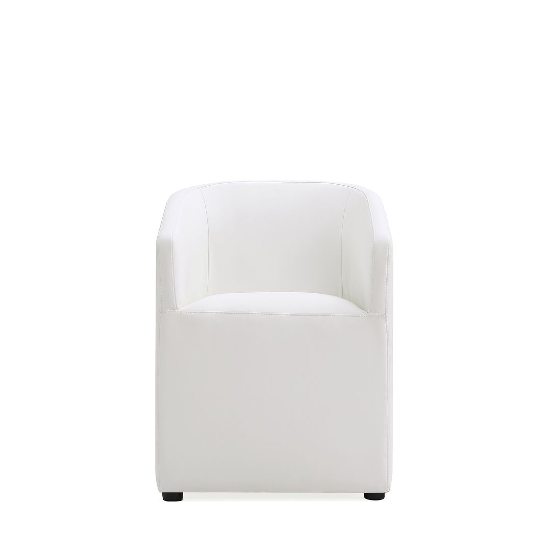 Manhattan Comfort Anna Modern Round Faux Leather Dining Armchair In Cream