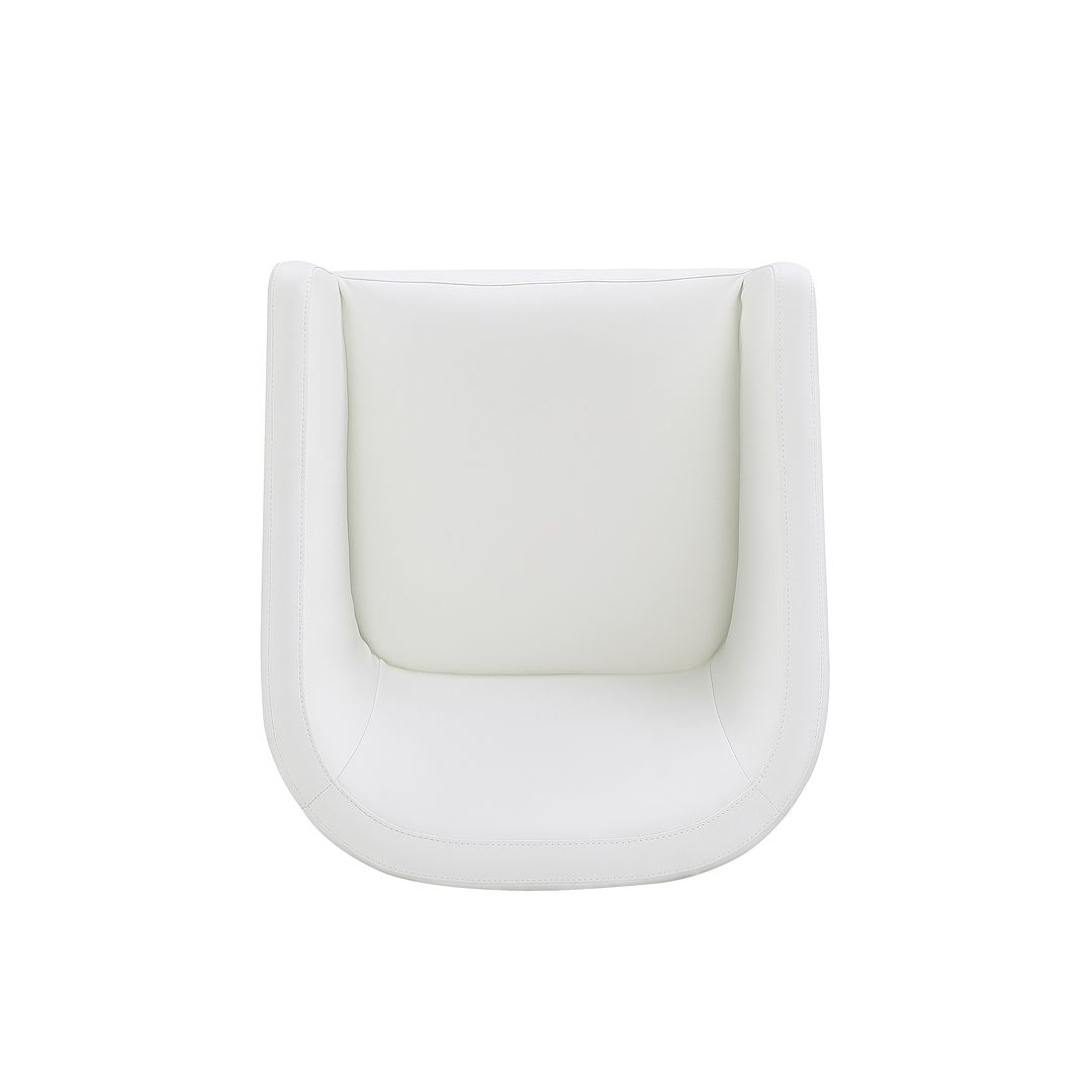 Manhattan Comfort Anna Modern Round Faux Leather Dining Armchair In Cream
