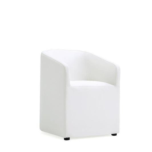 Manhattan Comfort Anna Modern Round Faux Leather Dining Armchair In Cream