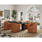 Manhattan Comfort Anna Modern Round Faux Leather Dining Armchair In Saddle
