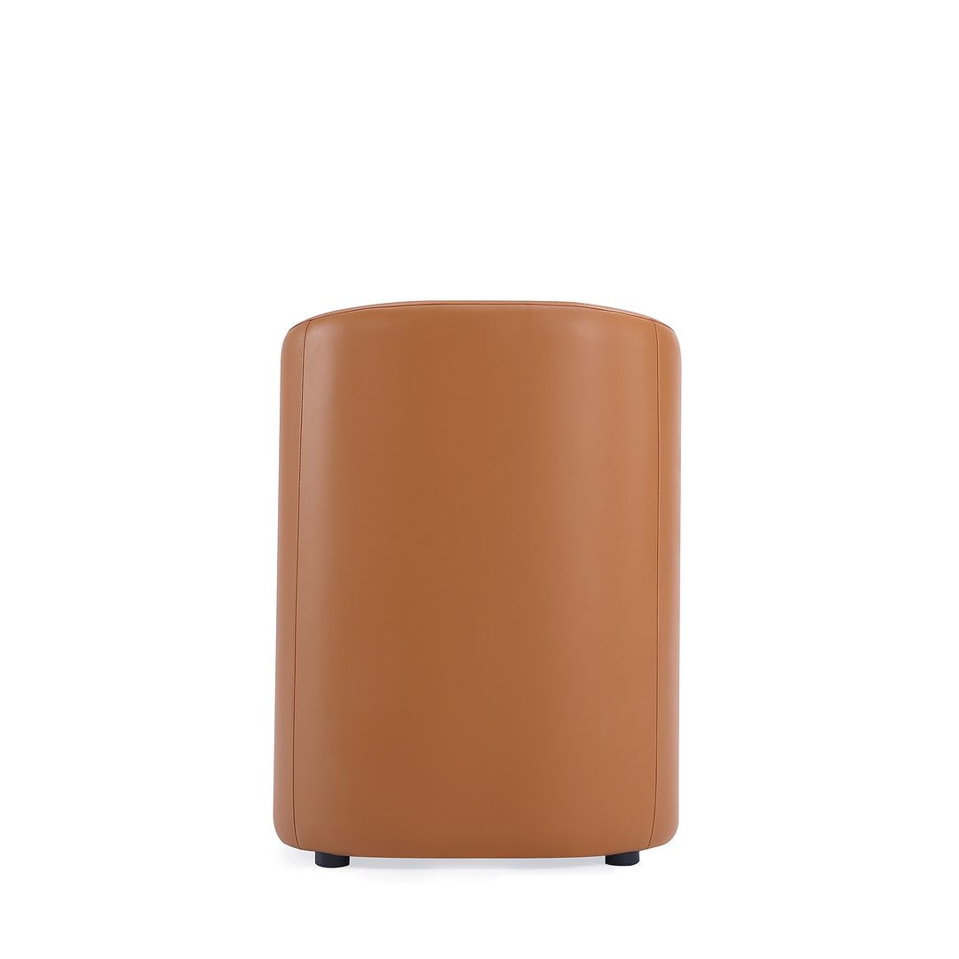 Manhattan Comfort Anna Modern Round Faux Leather Dining Armchair In Saddle