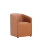 Manhattan Comfort Anna Modern Round Faux Leather Dining Armchair In Saddle