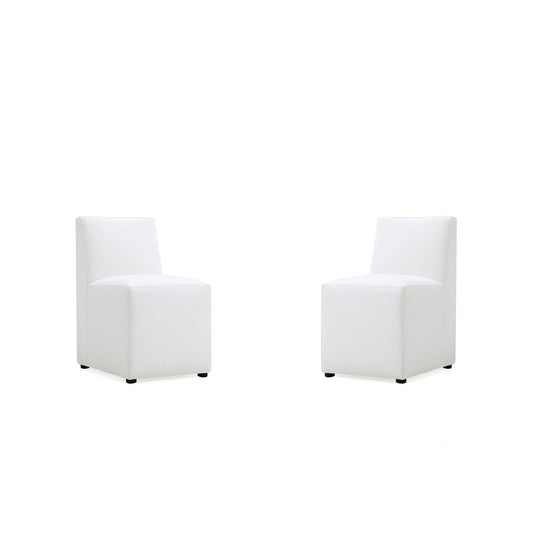 Manhattan Comfort Anna Modern Square Faux Leather Cream Dining Chairs In A Set Of 2