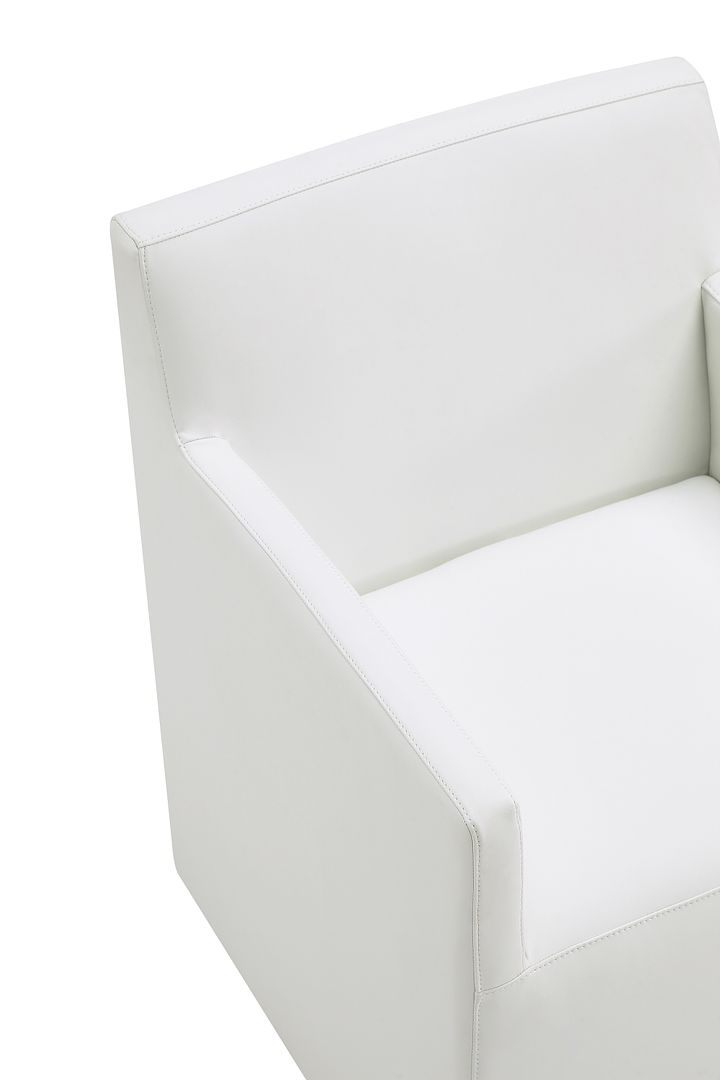 Manhattan Comfort Anna Modern Square Faux Leather Dining Armchair In Cream