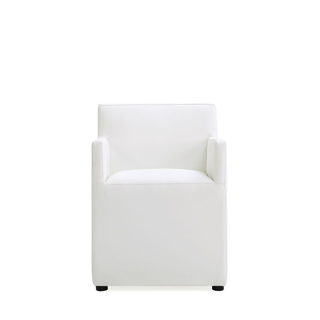 Manhattan Comfort Anna Modern Square Faux Leather Dining Armchair In Cream