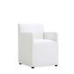 Manhattan Comfort Anna Modern Square Faux Leather Dining Armchair In Cream