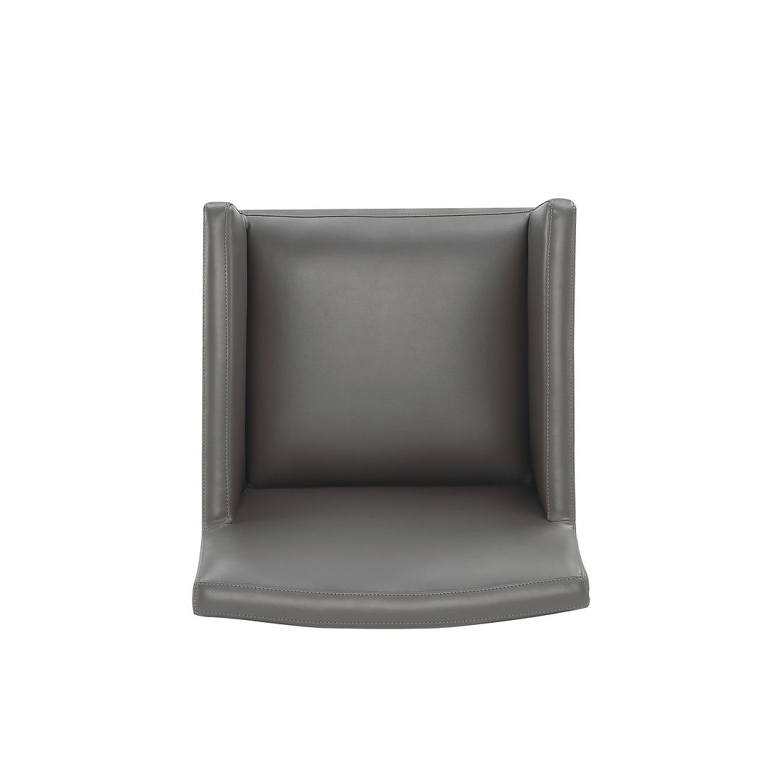 Manhattan Comfort Anna Modern Square Faux Leather Dining Armchair In Pewter