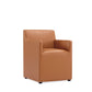 Manhattan Comfort Anna Modern Square Faux Leather Dining Armchair In Saddle