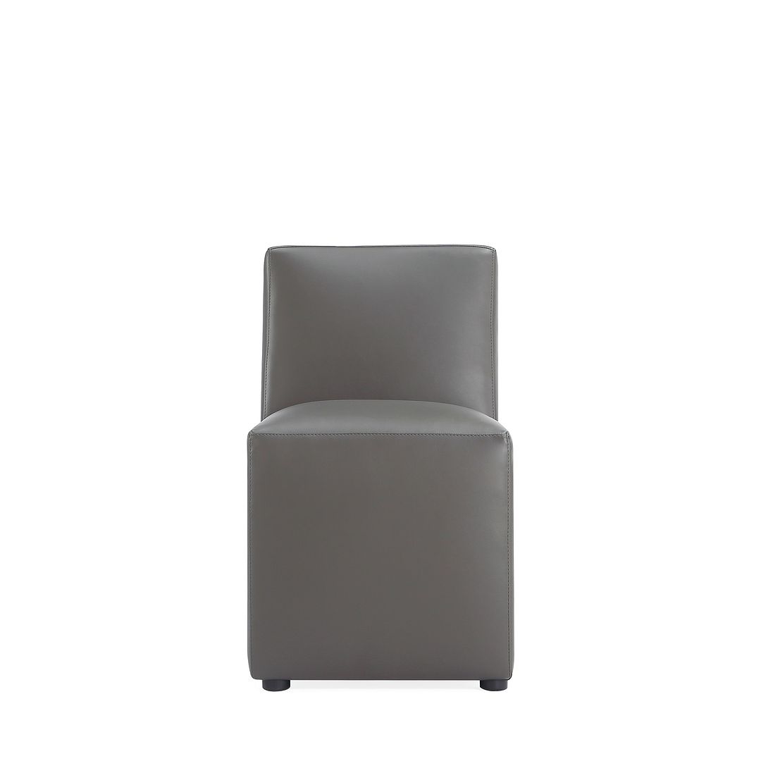 Manhattan Comfort Anna Modern Square Faux Leather Dining Chair In Pewter