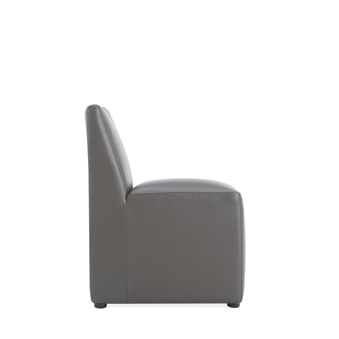 Manhattan Comfort Anna Modern Square Faux Leather Dining Chair In Pewter