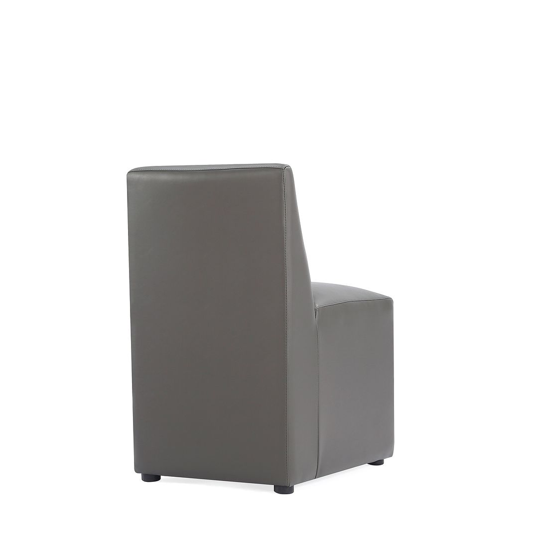 Manhattan Comfort Anna Modern Square Faux Leather Dining Chair In Pewter