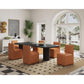 Manhattan Comfort Anna Modern Square Faux Leather Dining Chair In Saddle