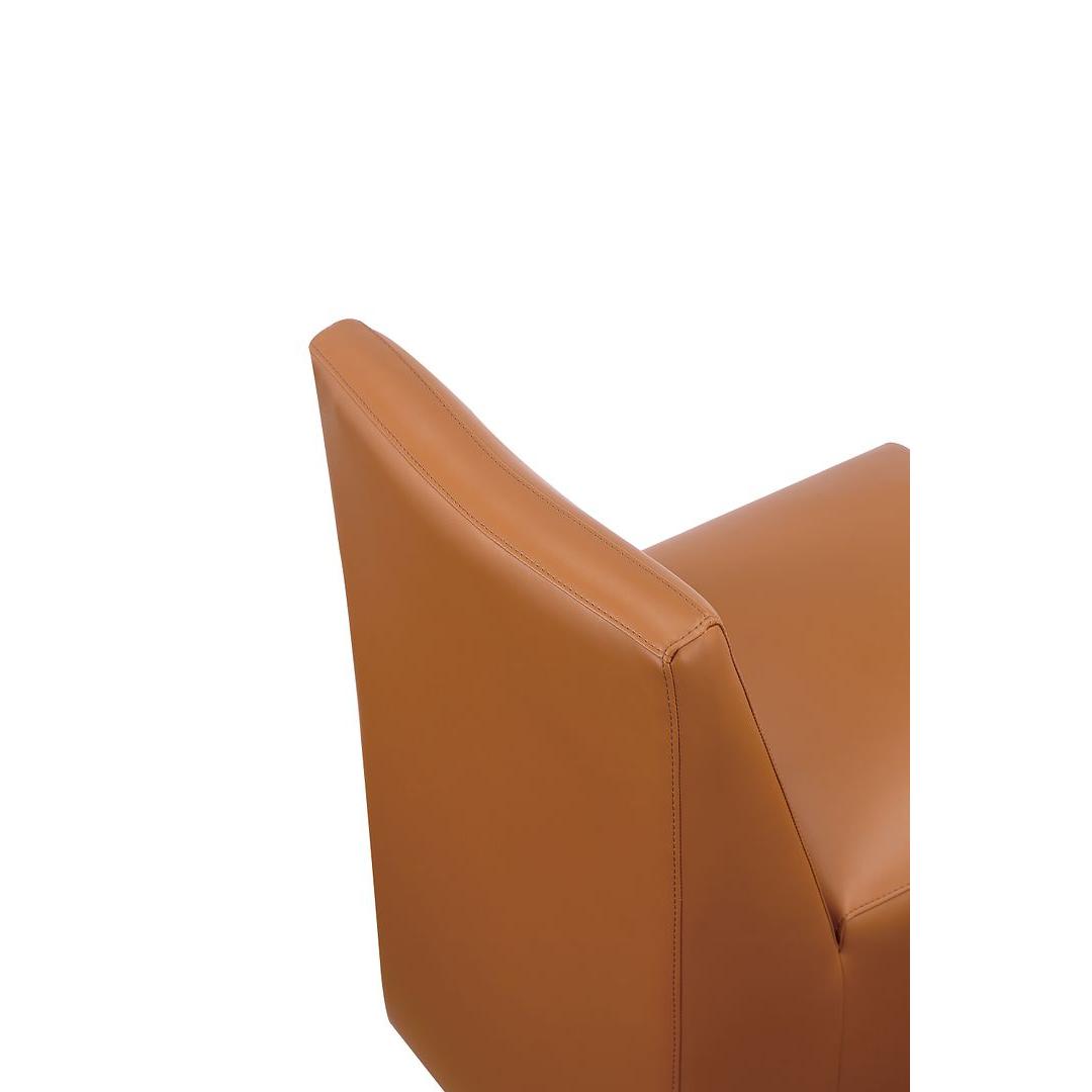Manhattan Comfort Anna Modern Square Faux Leather Dining Chair In Saddle