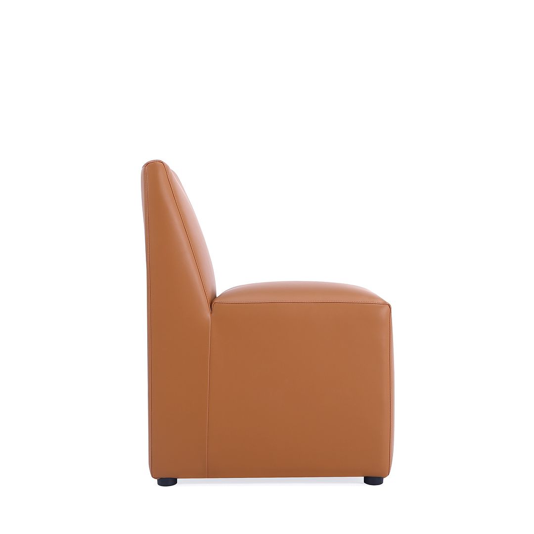 Manhattan Comfort Anna Modern Square Faux Leather Dining Chair In Saddle