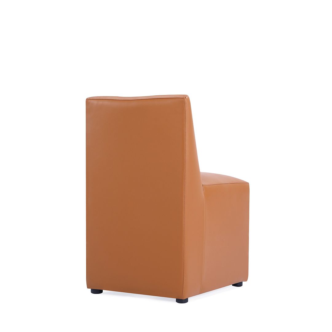 Manhattan Comfort Anna Modern Square Faux Leather Dining Chair In Saddle