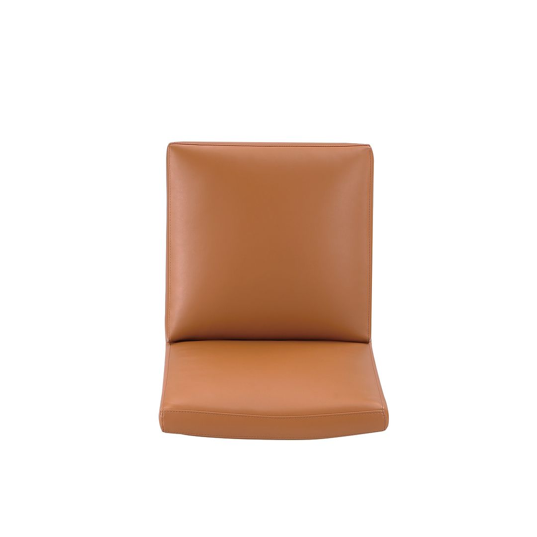 Manhattan Comfort Anna Modern Square Faux Leather Dining Chair In Saddle
